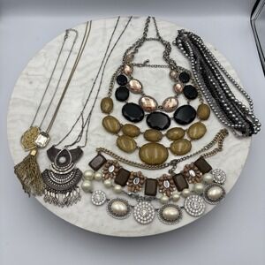 Statement Necklaces 2010's Lot Of 9 Long Short Jewels Costume Crafts